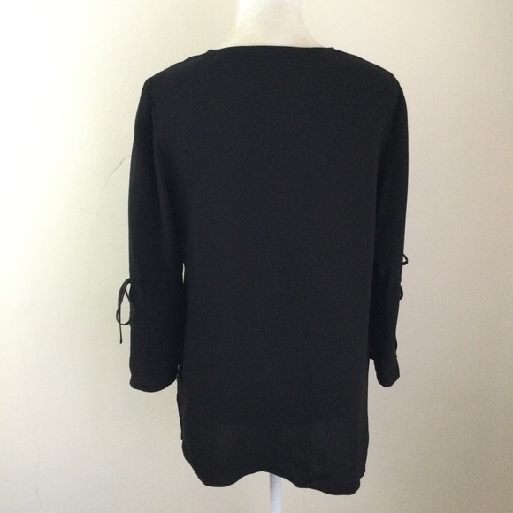 lafayette 148 Blouse Black Silk Top V-Neck Tunic Size S - Picture 3 of 6